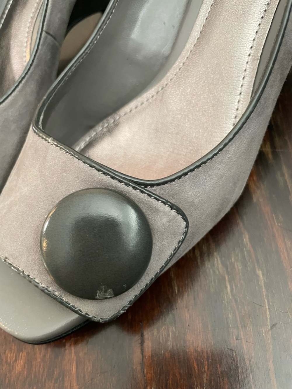 Franco Sarto L’Avanti Women's Gray Suede Peep Toe Pumps - Picture 5 of 10